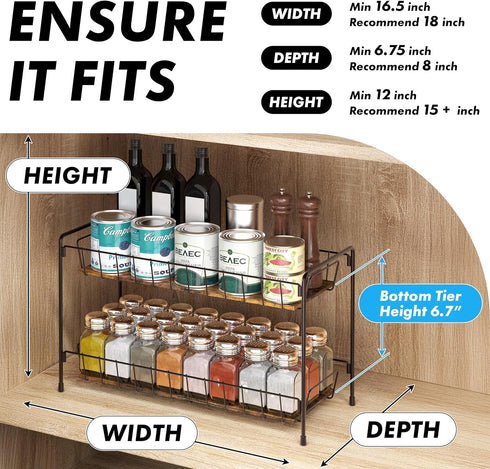 Simple Houseware Countertop Spice Rack, 2-Tier Kitchen Spice Organizer Storage Shelves, Bronze Finish