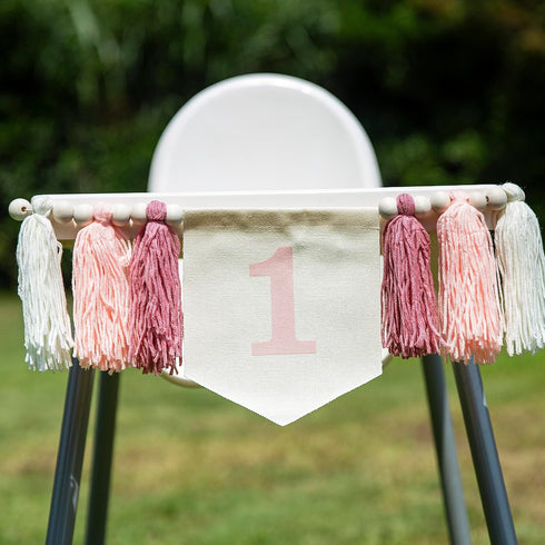 Troxueo 1st 1st Pink Birthday high Chair Banner - First Party Decorations for Girl's Birthday, Blush Pink Cake Smash