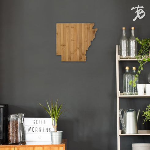 Totally Bamboo Arkansas State Shaped Cutting Board, Natural Bamboo Design