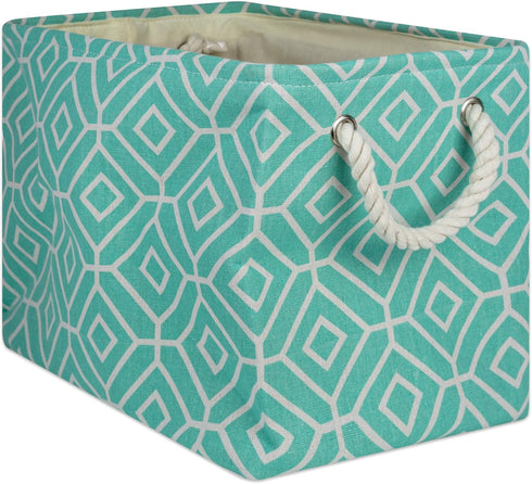 DII Large Rectangle Collapsible Polyester Storage Bin, Aqua, Stained Glass