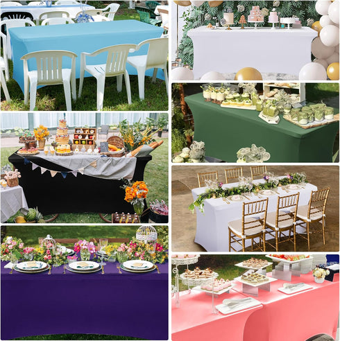 Obstal Spandex Table Cover, 6ft Fitted Rectangular Tablecloth for Birthday Party, Wedding Banquet (72L x 30W Inch)