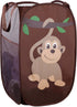 Handy Laundry Collapsible Mesh Pop Up Hamper with Wide Opening and Side Pocket for Clothes and Storage (Monkey)