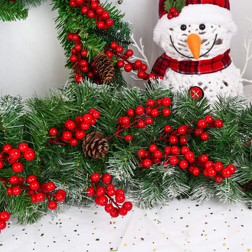 30pcs Lvydec Artificial Red Berry Picks - Christmas Holly Berry Branches Red Berry Stems for Holiday Home Decor