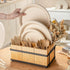 PTSTING Wood Silverware Caddy, Utensil Holder, Paper Plate Dispenser, Cutlery Organizer Box