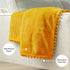 Cozy 50x60 Inches PAVILIA Fleece Throw Blanket for Couch with Pom Pom Fringe, Mustard Yellow, Soft Fuzzy Flannel