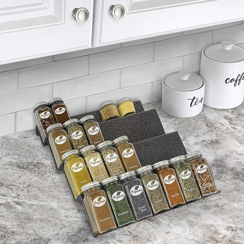 4 LYNK PROFESSIONAL Spice Drawer Organizer - Heavy Gauge Steel Tier Rack - Drawer Insert Tray for Jars, Herbs