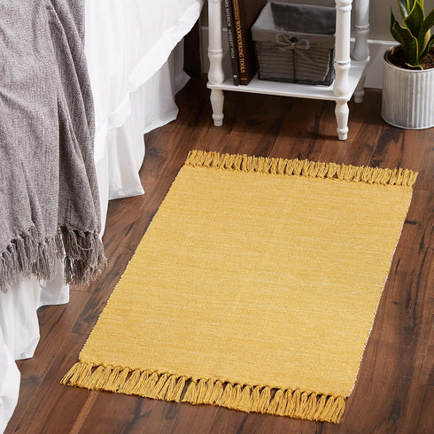 DII Woven Rugs Collection, Ribbed Reversible Cotton 2x3', Honey Gold & Off-White for Home Decor