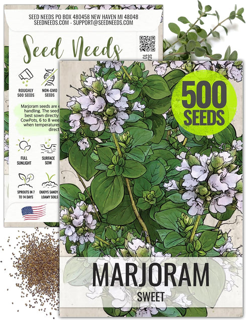 Seed Needs Sweet Marjoram Seeds for Planting - Heirloom, Non-GMO & Untreated