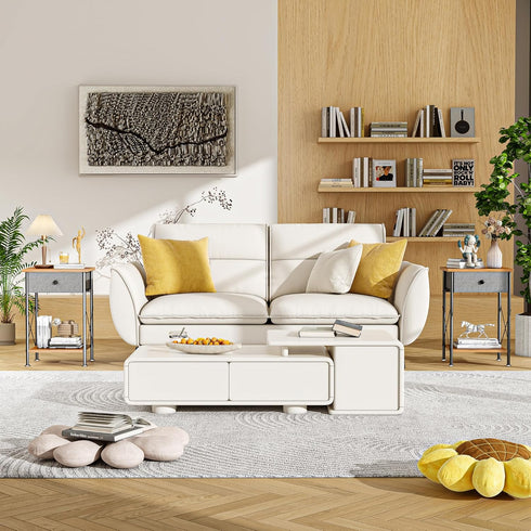 Brown,1 Pack VECELO End Tables, Modern Nightstands with Drawer & Open Shelf, Side Table for Bedroom Living Room