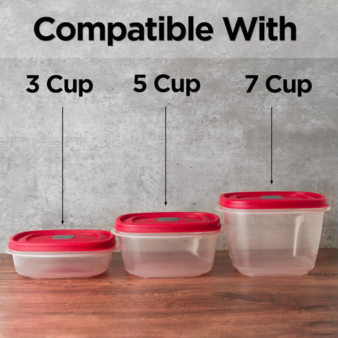 3/5/7 Cup Replacement Lids for Rubbermaid Food Storage Containers Steam Vent (4-Pack, Red) by MRX Solutions