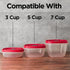 3/5/7 Cup Replacement Lids for Rubbermaid Food Storage Containers Steam Vent (4-Pack, Red) by MRX Solutions