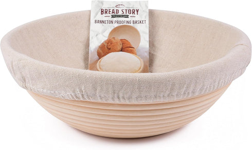 (10 inch) Round Banneton Proofing Basket Set, Handmade Unbleached Natural Cane for Bread