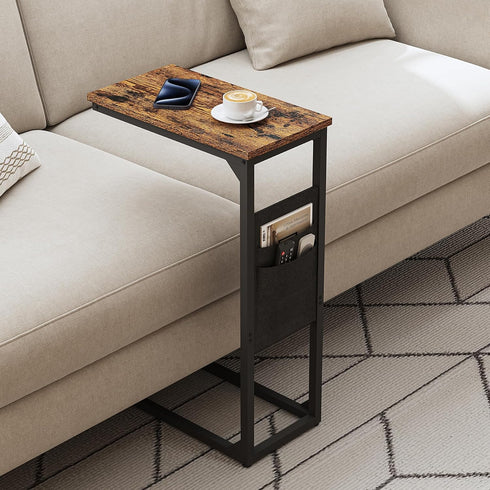 TB01BB082 TUTOTAK C Shaped End Table, Side Table for Couch, Sofa Table with Storage Bag, TV Tray for Living Room