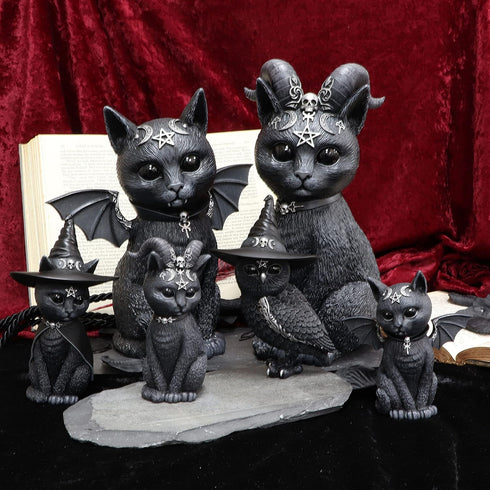 Nemesis Now Figurine Decor, Detailed Hand-Painted Polyresin, Black - Pawzuph Horned Gothic Satanic Cat