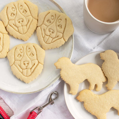 Set of 2 Bernese Mountain Dog Cookie Cutters, Face and Silhouette Designs, 2 Pieces - Bakerlogy