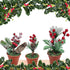 Christmas Tabletop Decorative Pots Set of 3 with Pine Red Berries, Pine Cones Greenery - Snow Flocked Xmas Holiday Decor