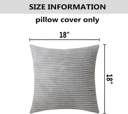 18"x18"(45cm) Home Brilliant Striped Velvet Cushion Cover for Chair Supersoft Handmade Decorative Pillowcase, Light