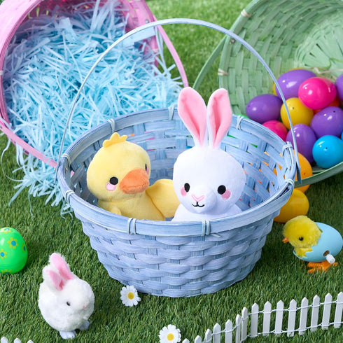 3 Decorations,10.25"X11"(Blue, JOYIN Pcs Easter Bamboo Baskets, Round Woven Goodie Basket with Handle, Empty Candy Toys