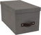 Bigso Silvia Organizational Storage Box with Leather Handle, Durable Decorative Storage Boxes with Lids, Gray
