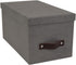Bigso Silvia Organizational Storage Box with Leather Handle, Durable Decorative Storage Boxes with Lids, Gray