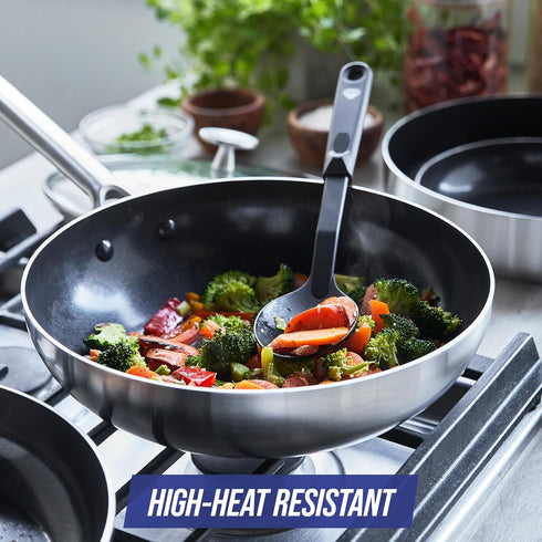 Blue Diamond 5 Piece Nylon Utensil Set, Black - Dishwasher Safe Solid Spoons, Handy Ladle, Slotted Turner & Spatula