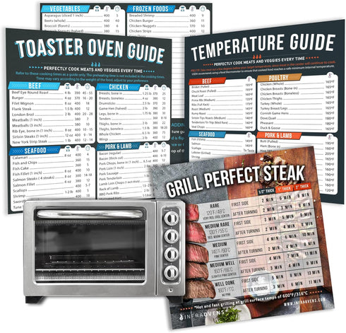 Toaster Oven Cheat Sheet Cooking Times Chart Magnet, Baking & Grilling Guide for Breville, Cuisinart, More