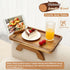 Acacia Wood Couch Armrest Table,Sofa Arm Tary Table for Living Room,Sofa Armrest Tray with Rotated Phone Holder,Clip on