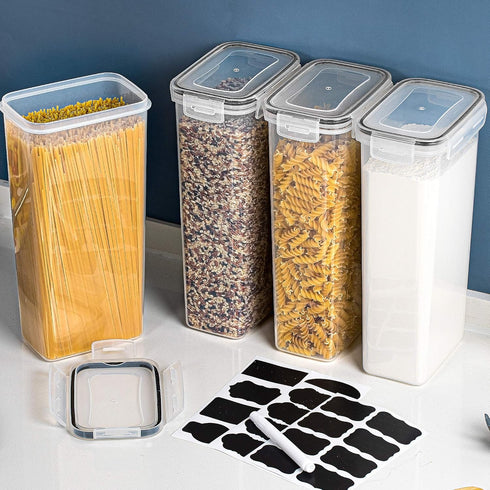 Vtopmart 4pc Airtight Pasta Storage Containers, 2.8L, BPA Free, Black for Kitchen Organization