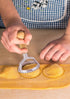 2.5-Inch 2-Inch, 2-Piece Set Fantes Ravioli Maker Stamps With Wooden Handles, Fluted Round And Square Shapes