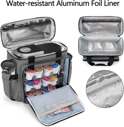 CURMIO Coffee Maker Travel Bag for Keurig K-Mini, Carrying Case with Multiple Pockets for K-Cup Pods