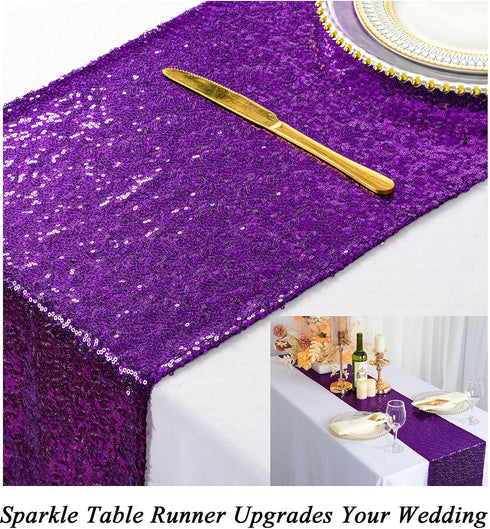 12inx108in ShinyBeauty Sequin Table Runner with Tassel Purple, Dining Table Runner Sequin Hotel Coffee Table Runners