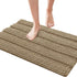 SUBRTEX Bathroom Rugs Chenille Bath Rug - Soft Non Slip Striped Plush Bath Mat for Bathroom (Sand, 16"x24")