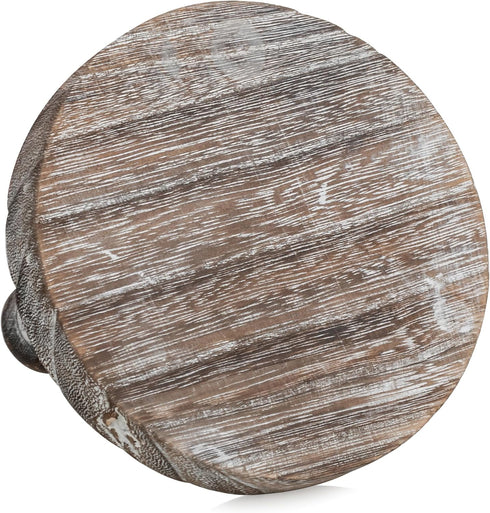 4 Counter Romadedi Farmhouse Wood Riser for Display- pcs Rustic Decor Mini Wooden Pedestal Stand Decorative Round Tray