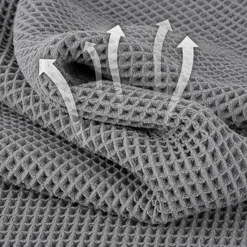 MICROFI 4 430 ber Waffle Hand Towels, Pieces, Soft, Absorbent, Fast Drying, Lint Free GSM (Gray)
