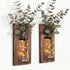Heiple 2 Pack Wood Glass Wall Sconces, Farmhouse Planters for Indoor Plants,