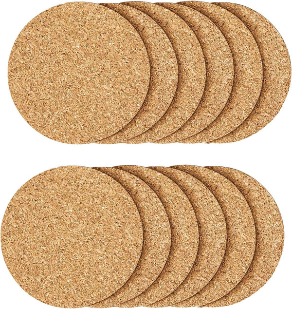12 Pcs Cork Coaster for Drink, Absorbent Heat Resistant Reusable Tea or Coffee Coaster, Blank Coasters for Crafts, Warm