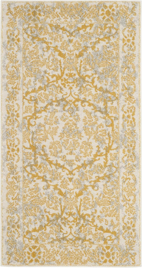 SAFAVIEH Evoke Collection Accent Rug - 2'2" x 4', Ivory & Gold, Shabby Chic Design, Easy Care
