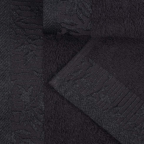 6 Set, 2 2 2 Superior Piece Cotton Towel Floral Jacquard Dobby Border, Quick Dry, Decorative Bathroom, Shower, Bath
