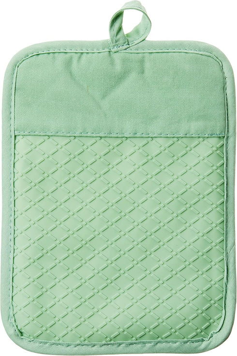 African American Expressions Pink and Green Mitt Set, Oven Mitt 7"x13"/Pot Holder 7"x9" Silicone Set