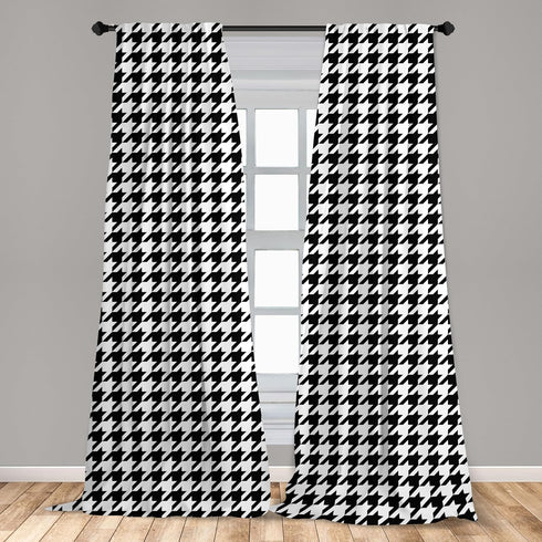 Ambesonne Modern Curtains, Bizarre Shapes Houndstooth Graphics, 2 Panel Set for Living Room Bedroom