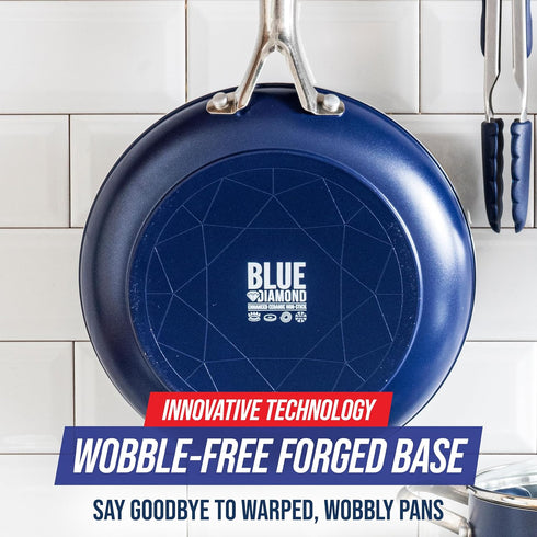 Blue Diamond 10" Nonstick Frying Pan Skillet - PFAS & PTFE-Free Ceramic, Dishwasher Safe, Blue