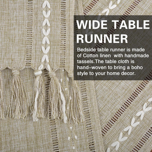 15.7 36 inches, (44'' Bedside Table Runner x Rustic Linen Small Coffee Table Cover Cloth, Nightstand Cover for Top