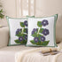 Set of 2 Embroidered Throw Pillow Covers 18x18 Inch, Purple Flower with Green Leaves for Living Room Sofa