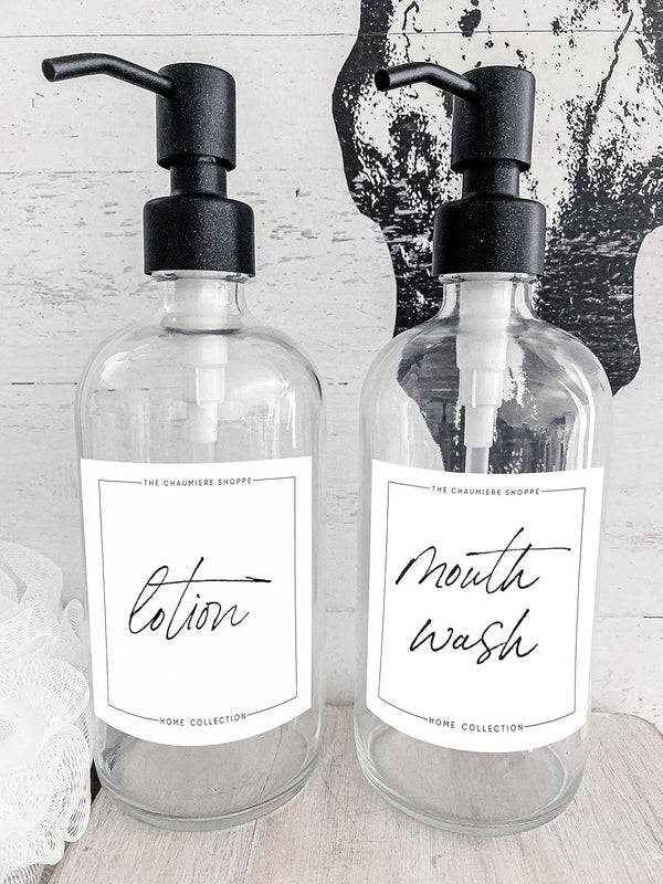 Vintage Farmhouse Mouthwash and Lotion Labels for Bottles, Waterproof Stickers, Mouthwash and