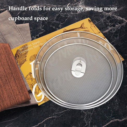 Homestia Grease Splatter Screen for Frying Pan, 10"/11.5"/13" Fine Mesh Cooking Splash Guard (3 pcs)