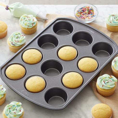 Wilton Perfect Results Non-Stick Baking Sheet, Muffin, and Oblong Pan Bakeware Set, 3-Piece