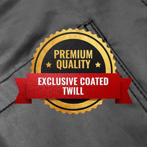 Under NY Sky Cross-Back Panther Black Apron – Coated Twill with Leather Reinforcement, Adjustable for Men and Women