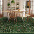 57 Dark Green Washable Floral Area Rug,Vintage Boho Soft Low-Pile Living Room Rugs, Stain Resistant Botanical Non-Slip