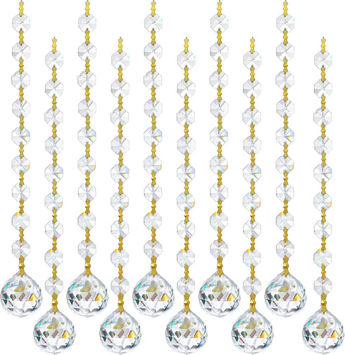 10pcs Crystal Garland Strands Hanging Glass Chandelier Beads Chains Glass 20mm Balls
