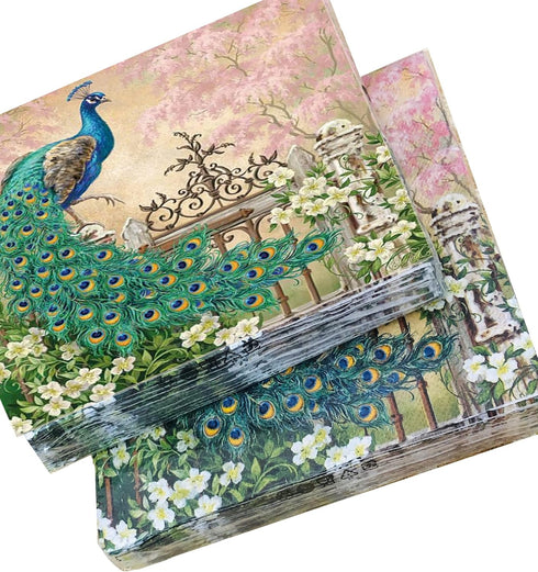 20-ct 13x13 Peacock Napkins for Valentine's, Dinner, Wedding, Shower, Birthday Party - Decorative Paper Design